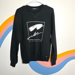 Vintage 90s Malibu Beach Club Sweatshirt Black Crew Neck Long Sleeve Small